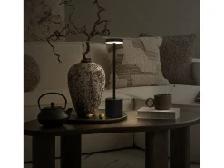 ML-Design Lámpara de mesa LED negra táctil inalámbrica Ø8x34,5cm foco de luz blanca regulable, recargable con USB-C para mesita, escritorio o estudio