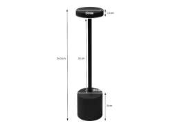ML-Design Lámpara de mesa LED negra táctil inalámbrica Ø8x34,5cm foco de luz blanca regulable, recargable con USB-C para mesita, escritorio o estudio