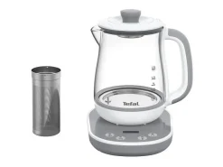 Máquina de té de cristal de 1,5 L, 8 funciones, cesta de té extraíble de acero inoxidable