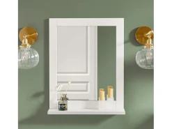 Mueble de Pared con Espejo, 2 en 1 Espejo y Estante de Baño, L40xP10xH49cm FRG129-W SoBuy ES