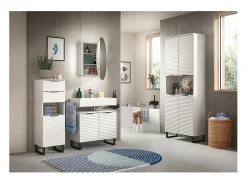 Mueble espejo baño Riff Ø70cm 1 puerta blanco.