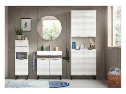 Mueble espejo baño Riff Ø70cm 1 puerta blanco.