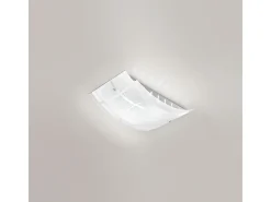 Nereide pequeño plafón 35x25cm en cristal satinado serigrafiado blanco 2XE27, base cromada, diseño moderno, IP20, máx 2x42W