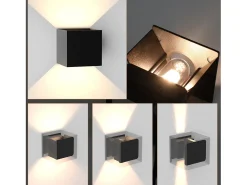NETTLIFE 4 Aplicaciones LED para Muro Ext/Int, Negras Up Down, IP65, para Casa, Escalera