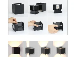 NETTLIFE 4 Aplicaciones LED para Muro Ext/Int, Negras Up Down, IP65, para Casa, Escalera