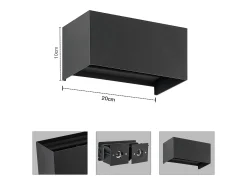 NETTLIFE 2 Aplicaciones LED para Muro Negras IP65, Luz Blanca Caliente Ajustable G9, para Salón, Jardín, Terraza