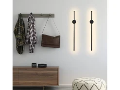 NETTLIFE 2 er Aplique de pared LED negro para interiores 60CM 3000K Iluminación de pared indirecta moderna ajustable a 90°