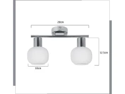 NETTLIFE 2 Foco de techo blanco E14 para interiores, pantalla de cristal vintage, sin bombillas