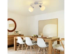NETTLIFE 2 Foco de techo blanco E14 para interiores, pantalla de cristal vintage, sin bombillas
