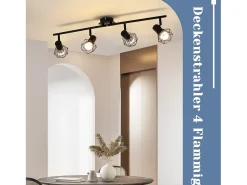 NETTLIFE 4 Focos de Techo Negros Vintage Retro E14 Industrial Giratorio 350° Metal Interior para Salón Dormitorio Infantil Cocina