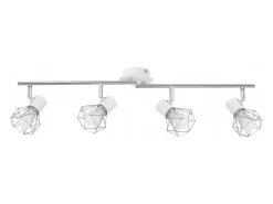 NETTLIFE 4 Focos de Techo Industriales Retro Vintage E14 Giratorios 350° Metal Blanco Brillante para Interior Salón Dormitorio Infantil