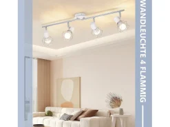 NETTLIFE 4 Focos de Techo Industriales Retro Vintage E14 Giratorios 350° Metal Blanco Brillante para Interior Salón Dormitorio Infantil