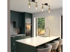 NETTLIFE 2 focos de techo vintage E27 lámpara de pasillo negro y dorado techo giratorio de 360° industrial moderno para pasillos de pasillo de cocina