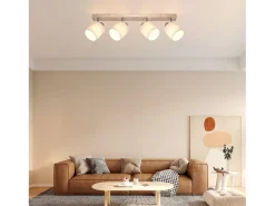NETTLIFE 4 Focos de Techo de Salón Modernos E14 Plata Giratorios 350° MAX.25W Lámpara de Pantalla de Tela para Dormitorio (Sin Bombilla)