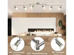 NETTLIFE 6 Focos de Techo Modernos para Salón GU10 Giratorios 330° Acero Inoxidable para Interior Dormitorio (sin Bombilla)