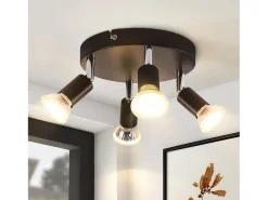 NETTLIFE 4 Focos de Techo Giratorios Negros GU10 Lámpara Moderna de Metal para Salón Cocina Pasillo y Comedor