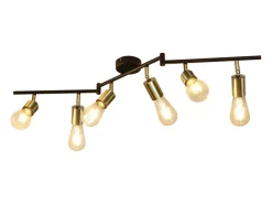 NETTLIFE 6 Focos de Techo Lámpara de Techo E27 Retro Vintage Dorado Giratorio Metal para Dormitorio Máx. 25W (Bombillas no incluidas)