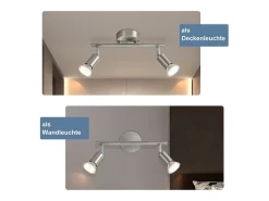 NETTLIFE 2 focos de techo de pasillo modernos GU10 orientables 330° en acero inoxidable para salón dormitorio (sin bombilla)