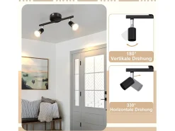 NETTLIFE 2 focos de techo LED negros giratorios 330° GU10, haz de pared para pasillo, dormitorio, salón