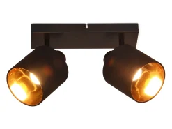 NETTLIFE 2 Focos de Techo Vintage Negro E14 Giratorio 350° con Pantalla de Tela para Salón Dormitorio Cocina, Sin Bombilla