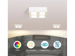 NETTLIFE 4 Focos de Techo LED Orientables Blanco Cálido GX53 4x5W Cuadrados Modernos para Salón Comedor Oficina Cocina Pasillo