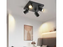 NETTLIFE 4 Focos de Techo LED Negros GU10 Orientables 330°, Moderno Industrial de Pared para Salón Dormitorio Cocina sin Bombilla