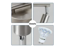 NETTLIFE 3 Focos de Techo de Modernos GU10 Lámpara Giratoria de Acero Inoxidable Giratoria de 330° para Salón Dormitorio (Sin Bombilla)