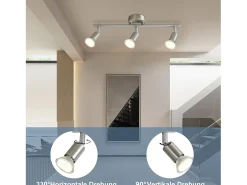 NETTLIFE 3 Focos de Techo de Modernos GU10 Lámpara Giratoria de Acero Inoxidable Giratoria de 330° para Salón Dormitorio (Sin Bombilla)