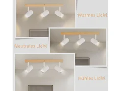 NETTLIFE 3 Focos de Techo Vintage GU10 Modernos de Madera Blanca Giratorios 350° para Dormitorio Salón Oficina Comedor Cocina