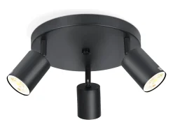 NETTLIFE 3 Focos GU10 Giratorio 350° Máx.25 W Lámpara de Techo Negra Lámpara de Techo de Tela Moderna Vintage para Salón, Dormitorio, , Pasillo