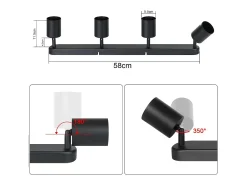 NETTLIFE 4 Focos GU10 Max.25w Luz de Techo LED Negra Foco para Sala de Estar Ajustable 350° para Dormitorio Cocina Mesa de