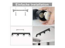 NETTLIFE 4 Focos GU10 Max.25w Luz de Techo LED Negra Foco para Sala de Estar Ajustable 350° para Dormitorio Cocina Mesa de
