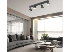 NETTLIFE 4 Focos GU10 Max.25w Luz de Techo LED Negra Foco para Sala de Estar Ajustable 350° para Dormitorio Cocina Mesa de