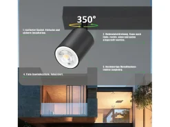 NETTLIFE 2 Focos Max.25w GU10 Lámpara de Techo LED Negra Lámpara de Moderna Lámpara de Pared Industrial Giratoria de 350 ° para Dormitorio