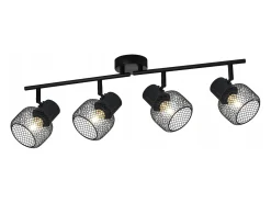 NETTLIFE 4 Focos Max.25W Techo de Metal Negro 4 Bombillas Giratorias 330° LED E27 Interior para Comedor Cocina Dormitorio Infantil