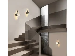 NETTLIFE - Lámpara de pared LED para interiores, moderna, color negro, 7 W, luz blanca cálida de 3000 K