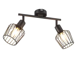 NETTLIFE 2 luces de techo E14 - metálica, luz de corredor industrial giratoria con una rotación de 350°, lámpara de pared para corredor y salón, color negro.