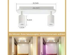 NETTLIFE, 2 luces de techo con LED de color blanco cálido, GU10, de metal, giratorias hasta 330°, para dormitorio, pasillo, comedor, cocina, sala de estar.