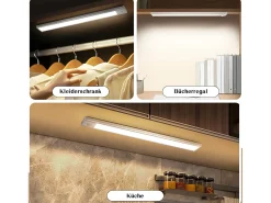 NETTLIFE - Luz LED para debajo del gabinete con sensor de movimiento, recargable por USB, 1500 mAh, para pasillo y armario