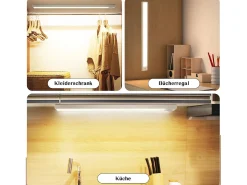 NETTLIFE - Luz LED para debajo del gabinete con sensor de movimiento, recargable por USB, 1500 mAh, para pasillo y armario
