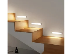 NETTLIFE - Luz LED para debajo del gabinete con sensor de movimiento, recargable por USB, 1500 mAh, para pasillo y armario
