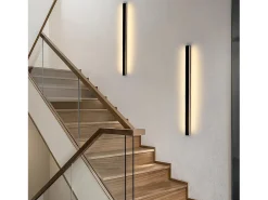NETTLIFE - Pack de 2 apliques de pared LED modernos para interiores, 60 cm, 21 W, para pasillo, arriba y abajo, color negro