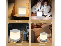 NETTLIFE - Pack de 2 lámparas de mesa LED con 3 temperaturas de color, lámpara de noche, batería de 3600 mAh, carga USB