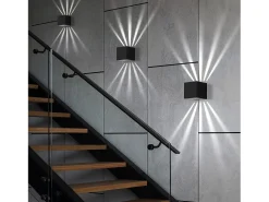 NETTLIFE 2 piezas Lámpara mural LED Interior & Exterior - Negro, Externa IP65 Impermeable, Lámpara mural exterior 3000K Blanco frío Arriba Abajo 10W