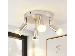 Nettlife 4 puntos LED orientables a 350° GU10 en metal cobre, lámpara moderna para sala, dormitorio, cocina, comedor, pasillo máximo 4x25W