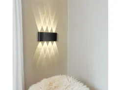 NETTLIFE Aplicación LED mural para interiores: lote de 2 aplicaciones exteriores murales negras de arriba hacia abajo, 7 W, IP65