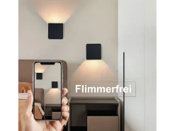 NETTLIFE Aplicación LED para Muro Externa Negra, Up Down, IP65, 3000K, para Escalera
