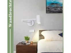 NETTLIFE Aplicación mural interior GU10 - lámpara de pared para dormitorio, moderno spotlight blanco sin bombilla.