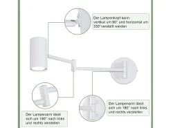 NETTLIFE Aplicación mural interior GU10 - lámpara de pared para dormitorio, moderno spotlight blanco sin bombilla.