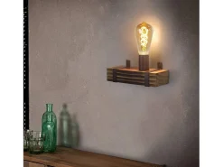 NETTLIFE, aplicador mural vintage E27, aplicador retró en madera de 23 cm, spotlight mural con diseño industrial, con toma de hasta 40 vatios para pasillo, salón.